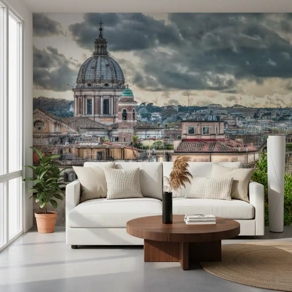 Wandbild Römische Dächer unter dramatischem Himmel