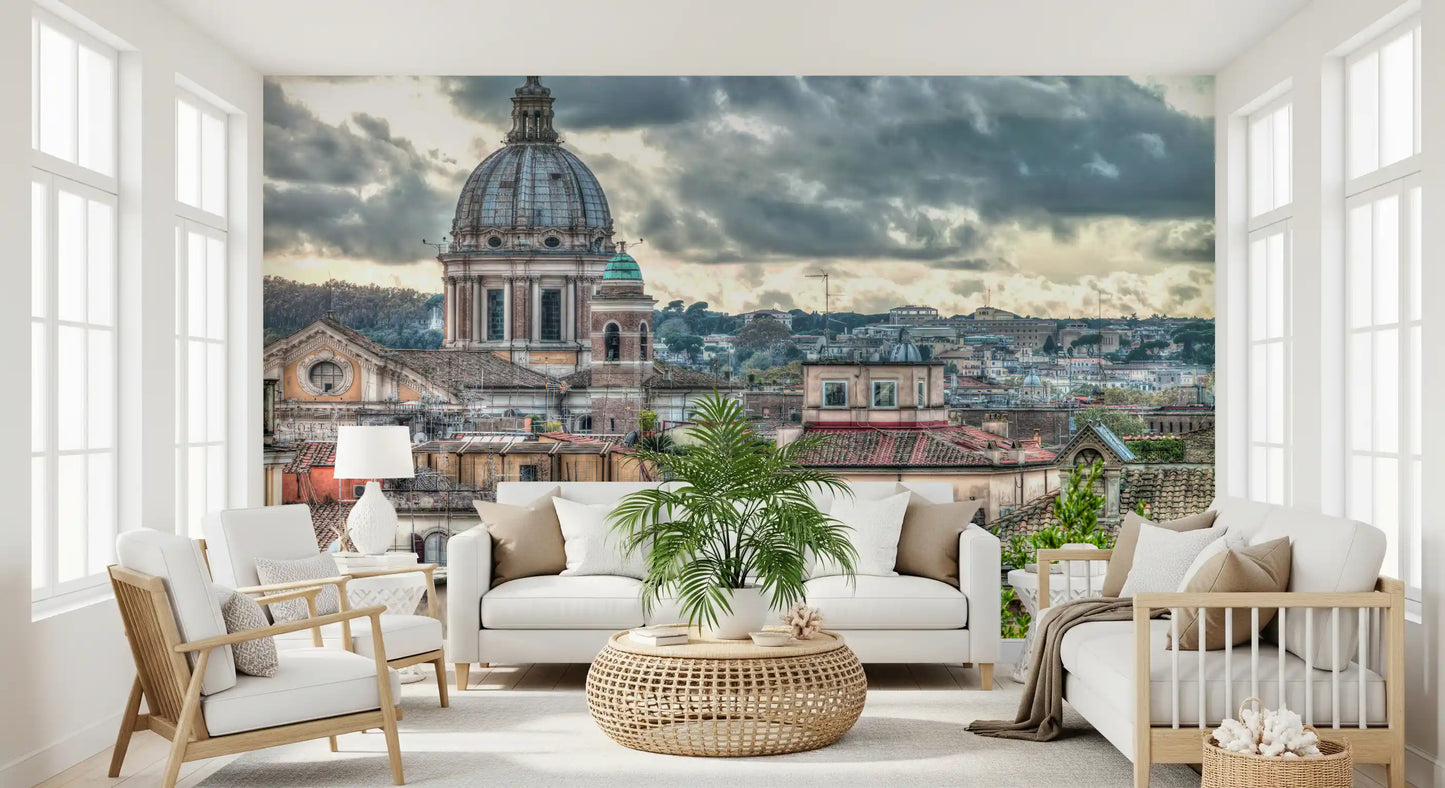 Wandbild Römische Dächer unter dramatischem Himmel