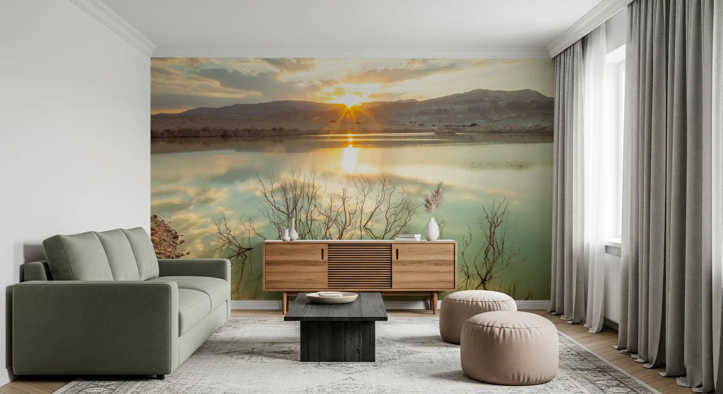 Wandbild Sonnenuntergangsreflexionen über ruhigem See