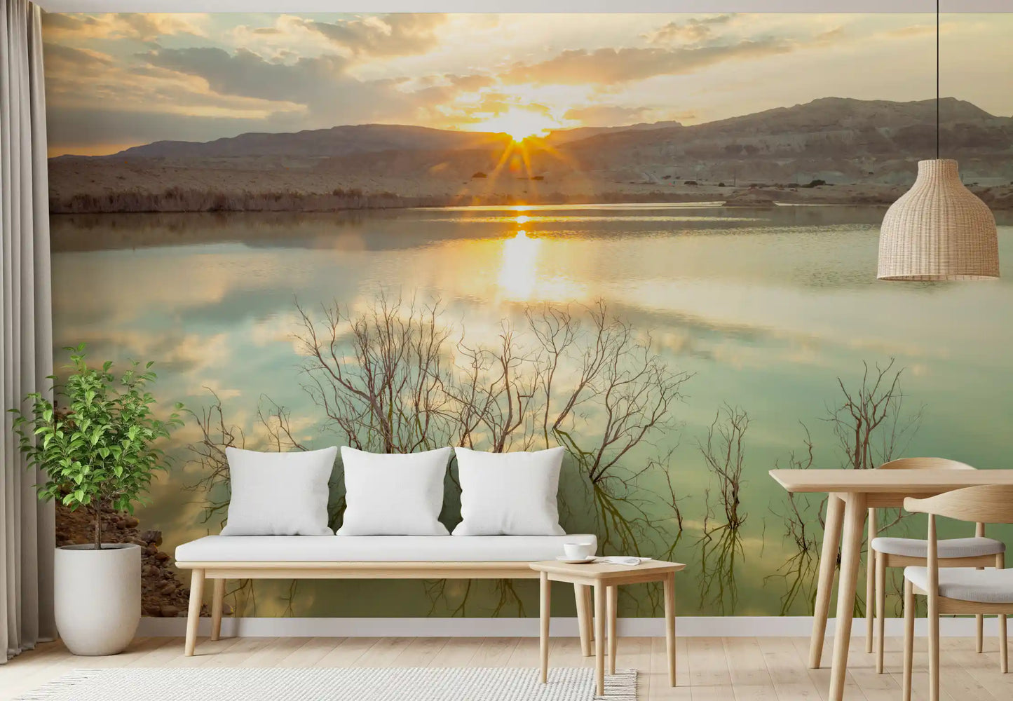 Wandbild Sonnenuntergangsreflexionen über ruhigem See