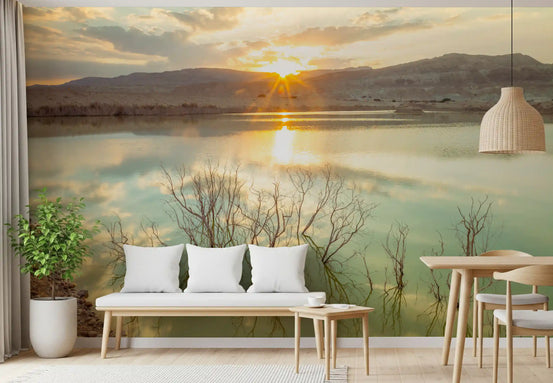 Sunset Reflections over Peaceful Lake wall mural warms a Dining room GD10956
