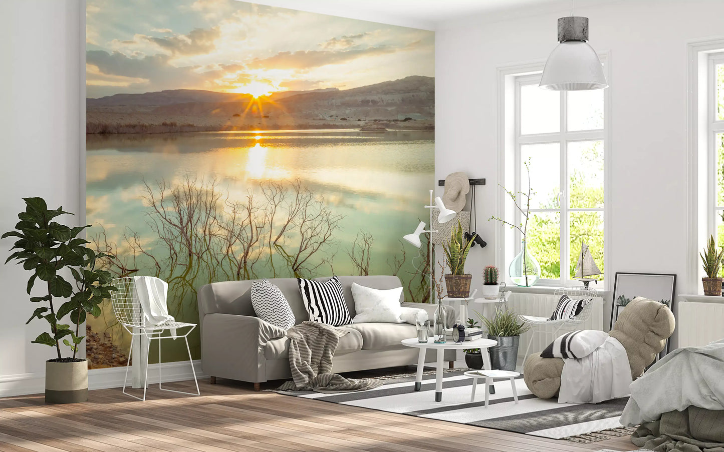 Wandbild Sonnenuntergangsreflexionen über ruhigem See