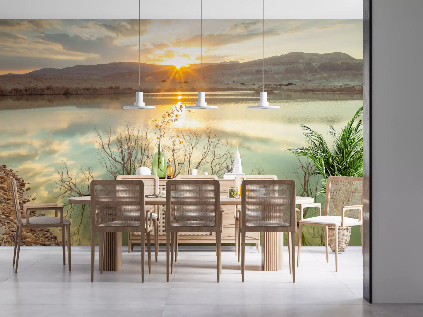 Wandbild Sonnenuntergangsreflexionen über ruhigem See