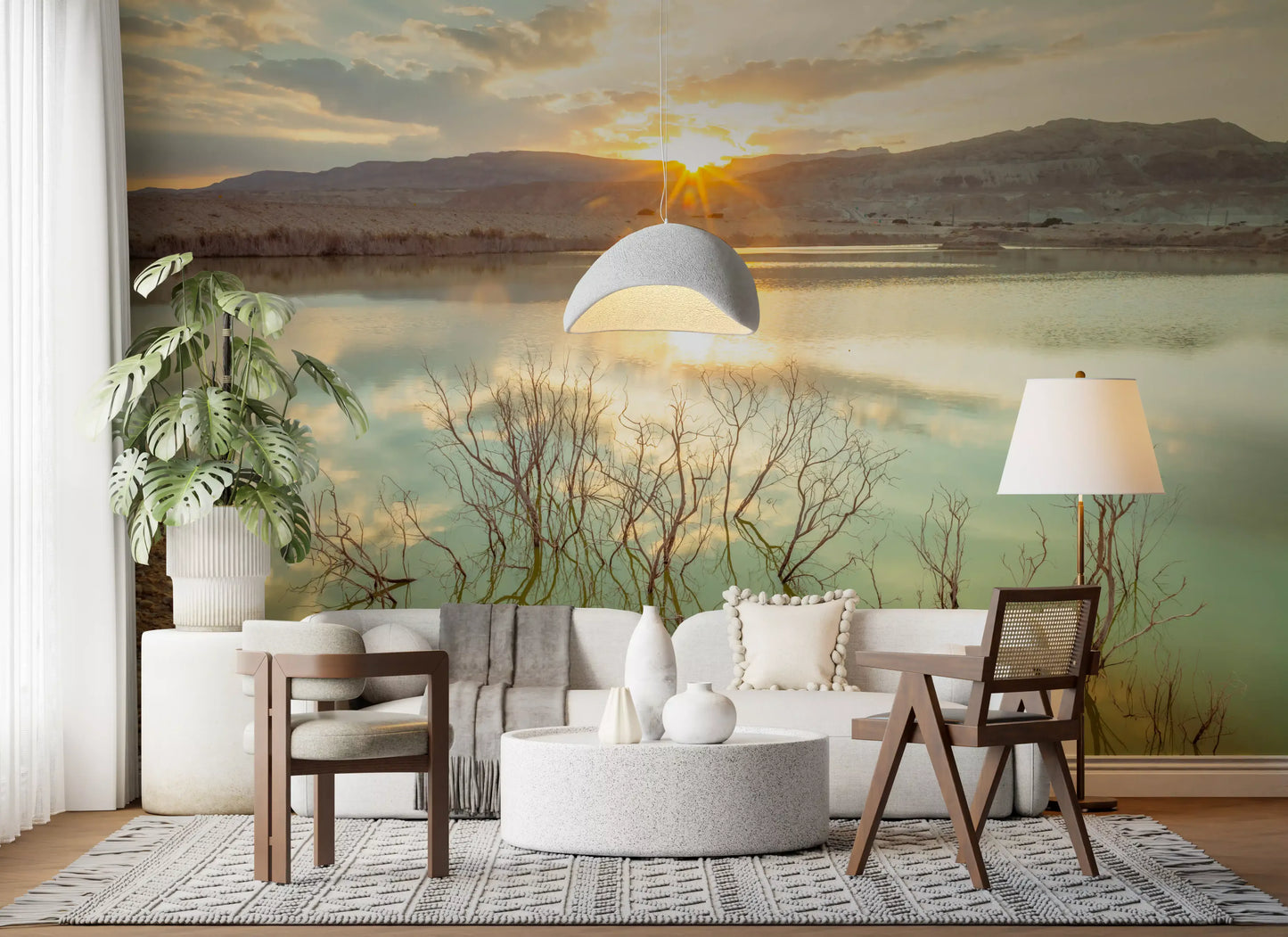 Wandbild Sonnenuntergangsreflexionen über ruhigem See