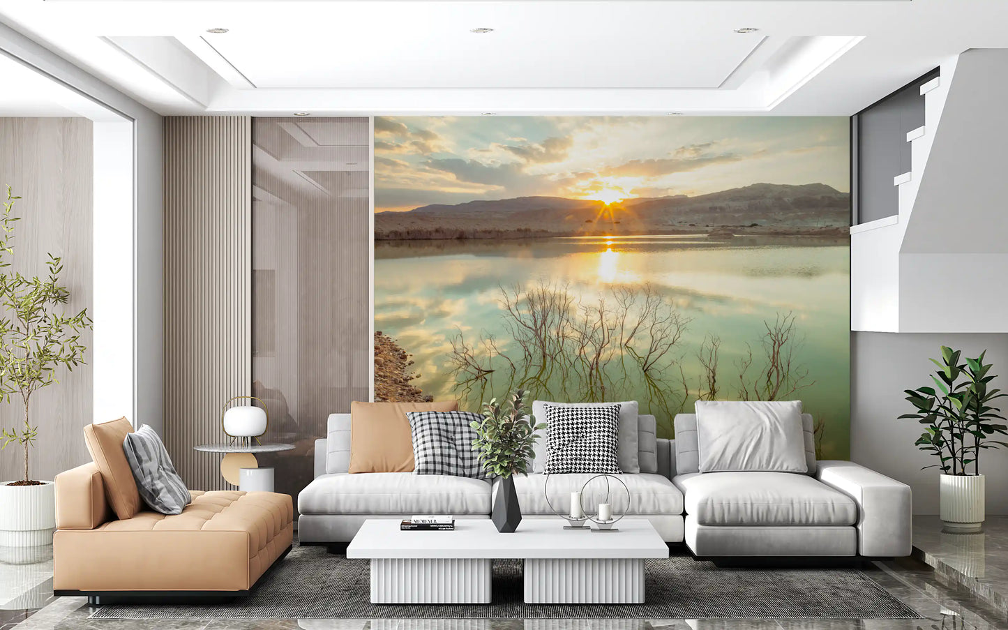 Wandbild Sonnenuntergangsreflexionen über ruhigem See