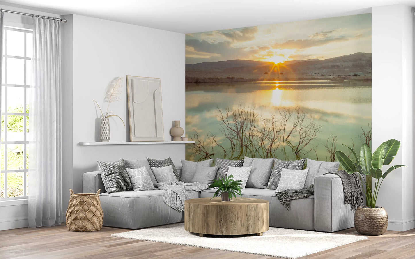 Wandbild Sonnenuntergangsreflexionen über ruhigem See