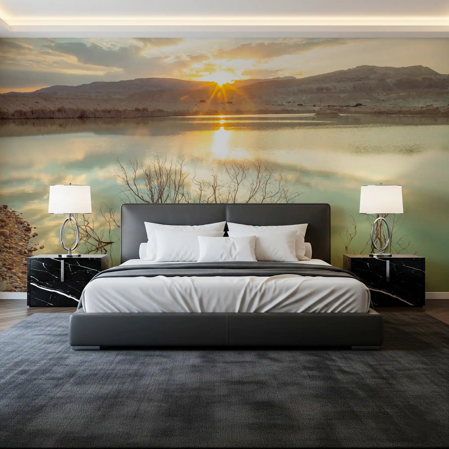 Wandbild Sonnenuntergangsreflexionen über ruhigem See