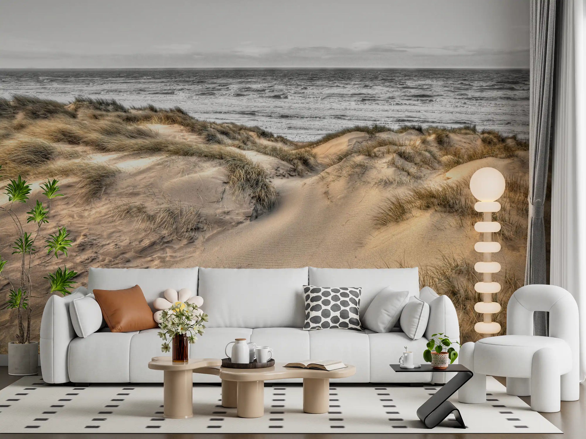 Sand dune and sea wall mural set in a living room GD10958
