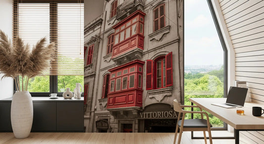 Wandbild Rote Maltesische Balkone von Vittoriosa