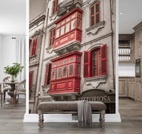Wandbild Rote Maltesische Balkone von Vittoriosa