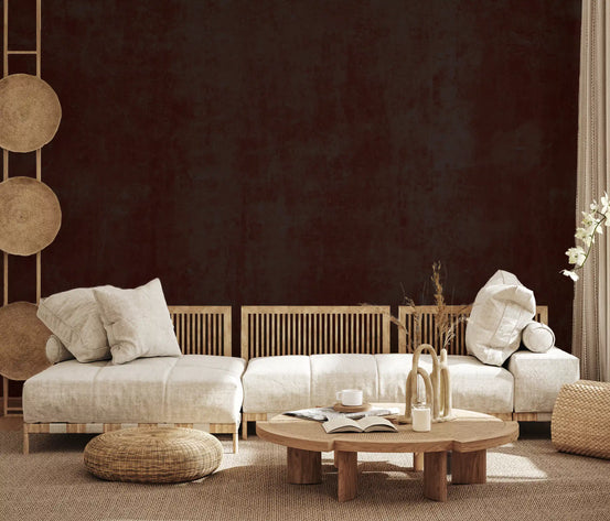 Living room styled with the deep crimson grunge texture wall mural GD10960
