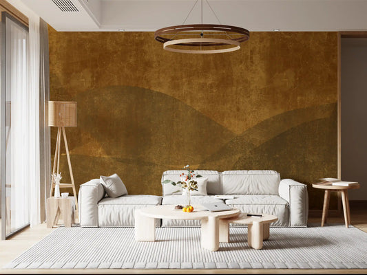 Wandbild mit erdigen toskanischen Hängen und strukturierter Kunst