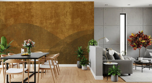 Wandbild mit erdigen toskanischen Hängen und strukturierter Kunst