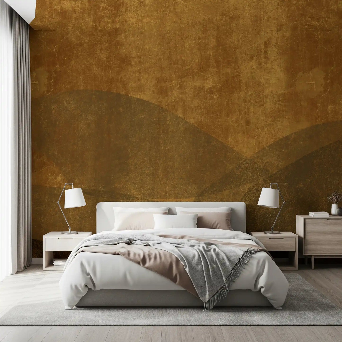 Wandbild mit erdigen toskanischen Hängen und strukturierter Kunst