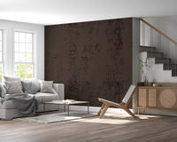 Stimmungsvolles antikes dunkelbraunes Putz-Wandbild
