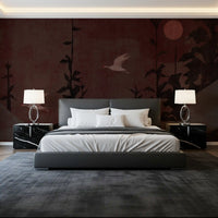 Chinoiserie Nightfall med svævende traner vægmaleri