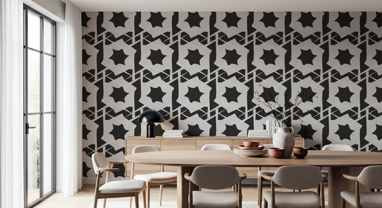 Tapeten mit ineinandergreifender monochromatischer Geometrie