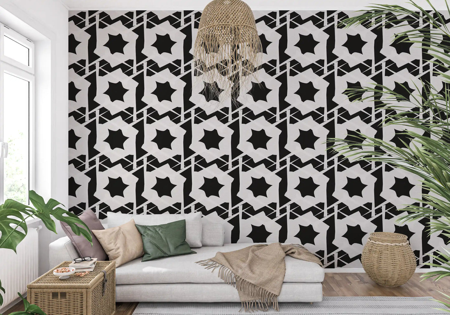 Tapeten mit ineinandergreifender monochromatischer Geometrie