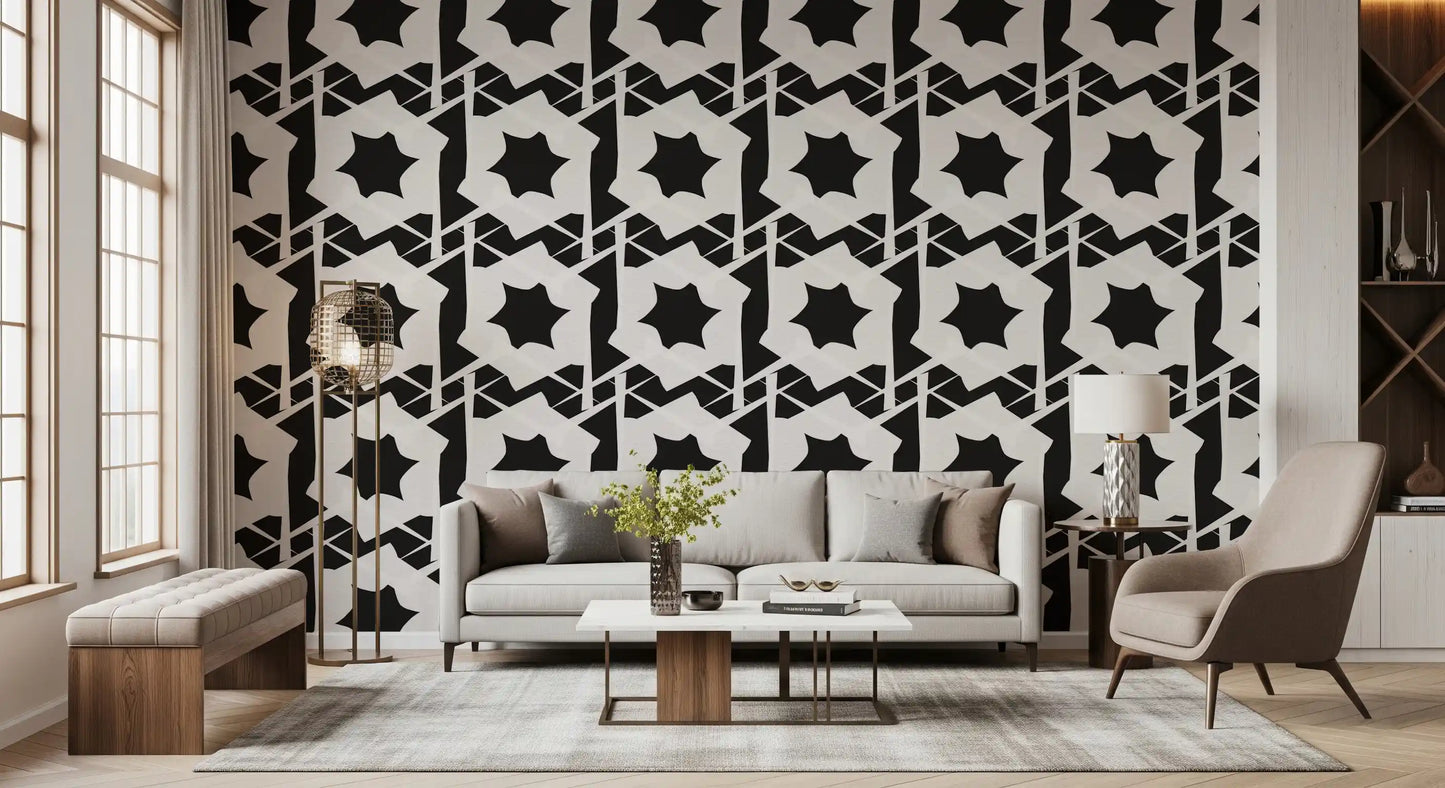 Tapeten mit ineinandergreifender monochromatischer Geometrie