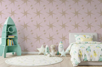 Retro Starburst Pale Pink Geometric Wallpaper⁠