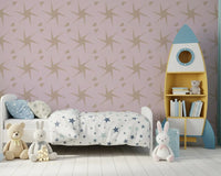Retro Starburst Pale Pink Geometric Wallpaper⁠