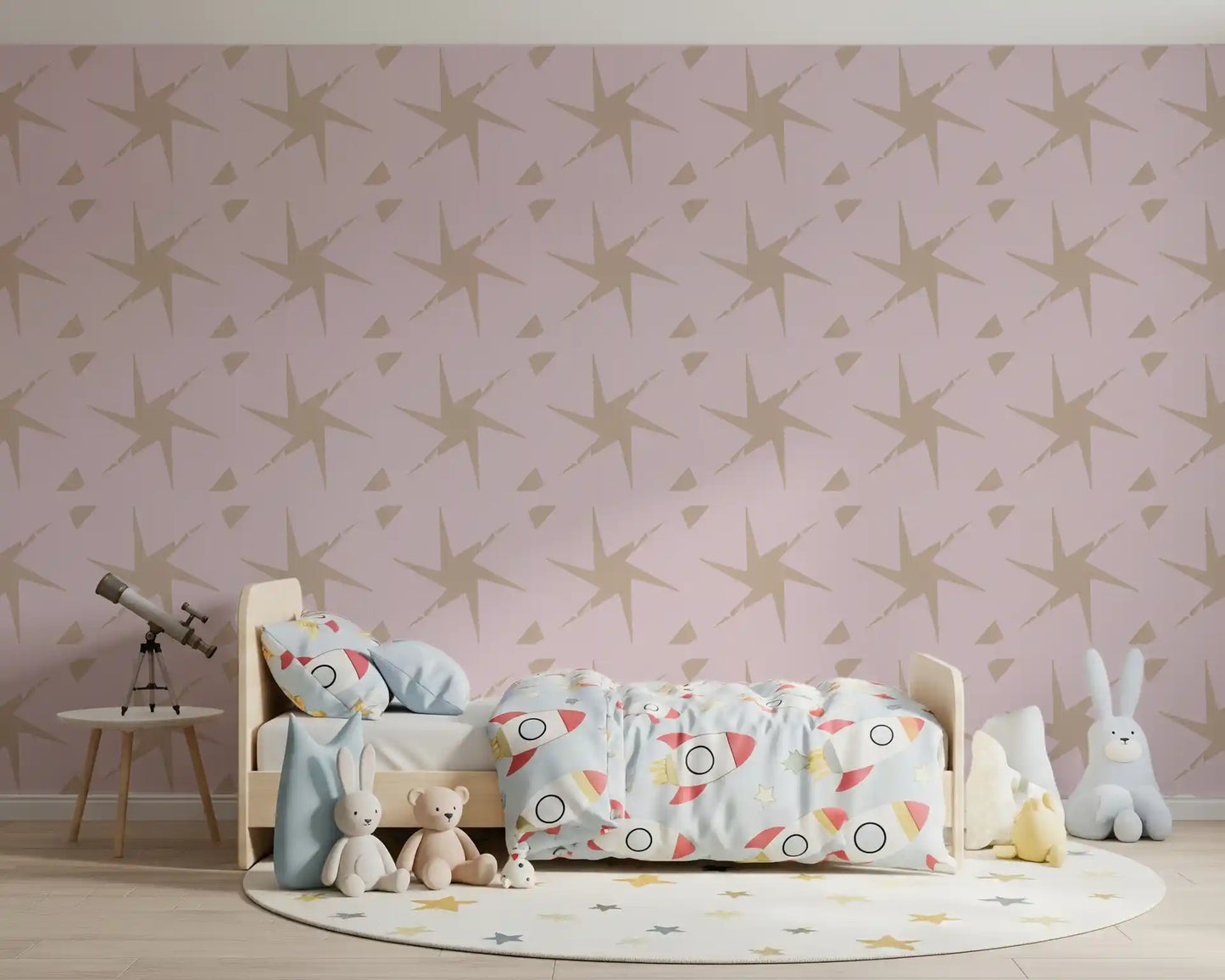 Retro Starburst Pale Pink Geometric Wallpaper⁠