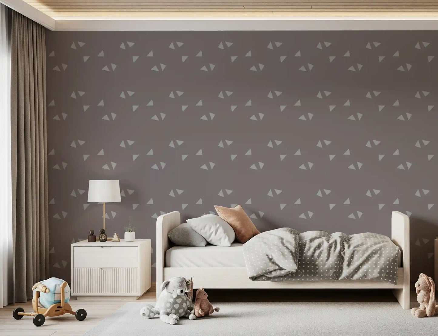 Tapet cu triunghiuri minimaliste scandinave în nuanță moale de mauve⁠