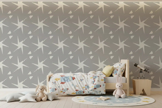 Textured Starburst Geometric Motif Wallpaper⁠