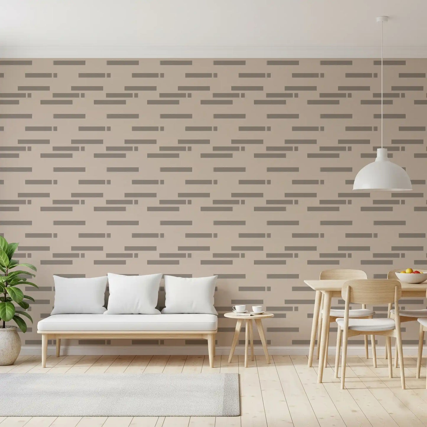 Minimalistischer Linear Rhythm in Taupe und Schiefer Tapete⁠