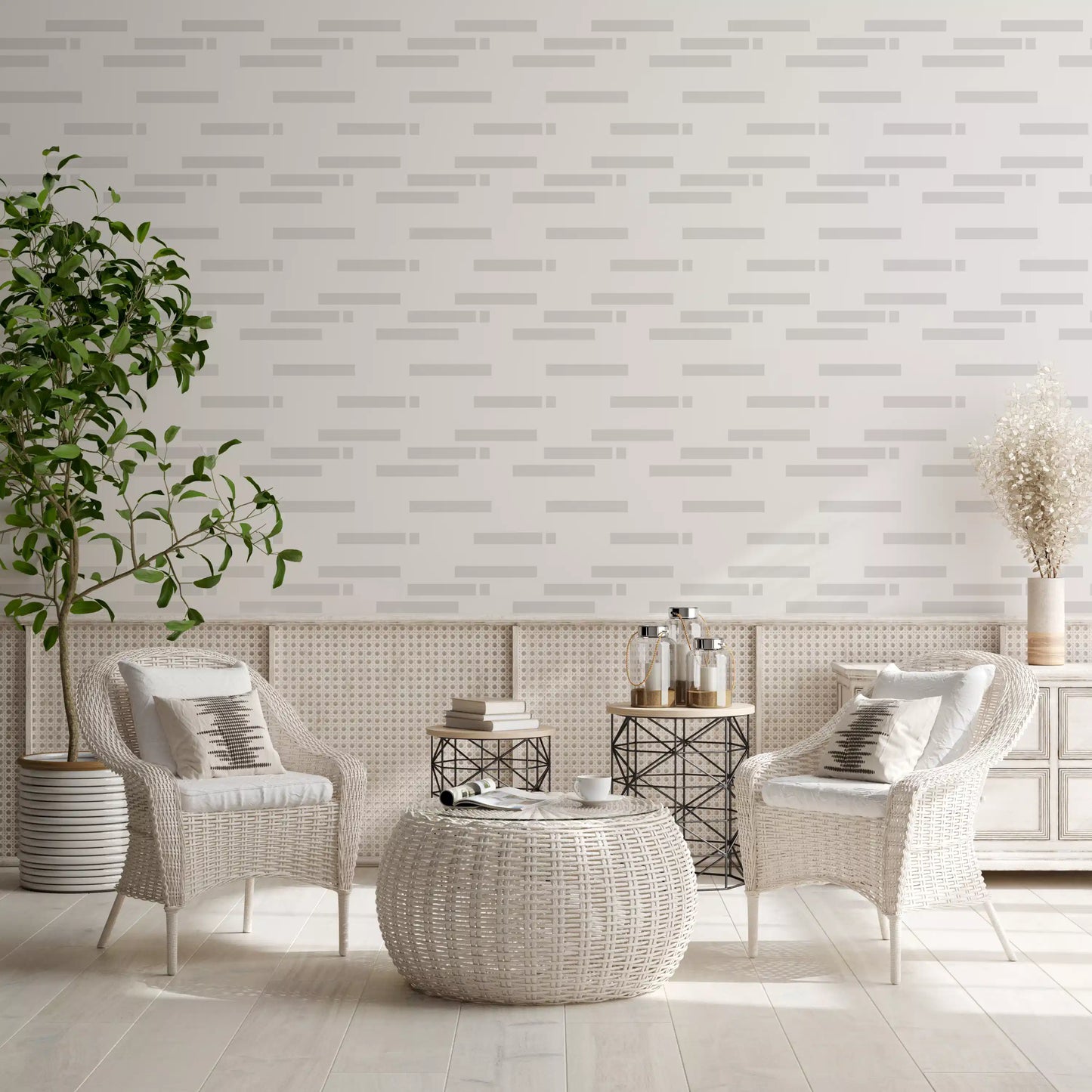 Scandi Neutral Streifenblock Tapete