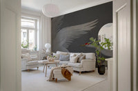Wandbild Orientalischer Kranichflug in Schiefer und Gold