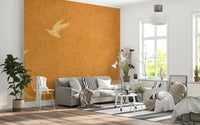 Wandbild Himmlische goldene Kraniche über friedlichen Hügeln