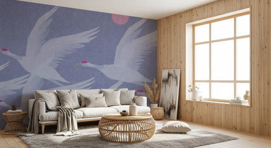 Wandbild Origami-Flügel über periwinklefarbenem Himmel