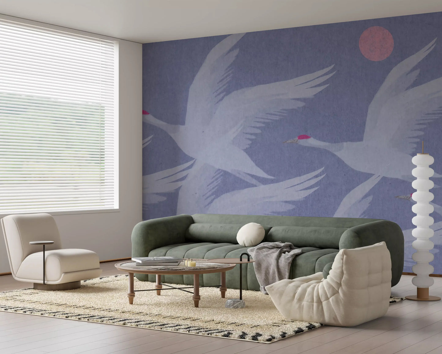 Wandbild Origami-Flügel über periwinklefarbenem Himmel
