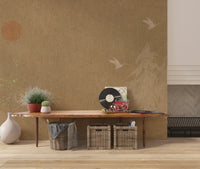 Minimalistisches Wandbild mit orientalischer Sonne und Kiefern