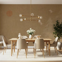 Minimalistisches Wandbild mit orientalischer Sonne und Kiefern