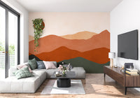 Murale da parete Tramonto Colline di Terracotta e Sole Ocra