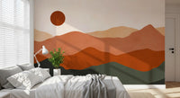 Murale da parete Tramonto Colline di Terracotta e Sole Ocra