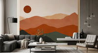 Murale da parete Tramonto Colline di Terracotta e Sole Ocra
