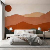Murale da parete Tramonto Colline di Terracotta e Sole Ocra