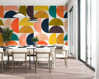 Murale da parete con forme astratte ad arco in stile Mid Century Modern