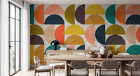 Murale da parete con forme astratte ad arco in stile Mid Century Modern
