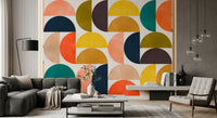 Murale da parete con forme astratte ad arco in stile Mid Century Modern