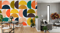 Murale da parete con forme astratte ad arco in stile Mid Century Modern