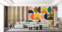 Murale da parete con forme astratte ad arco in stile Mid Century Modern