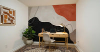 Fresque murale abstraite collines en terre cuite et charbon