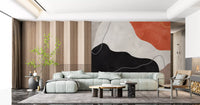 Fresque murale abstraite collines en terre cuite et charbon