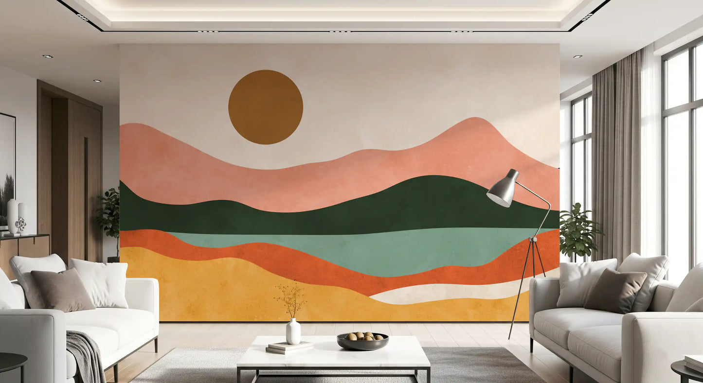 Murale da parete Dune di Terracotta e Sole Dorato