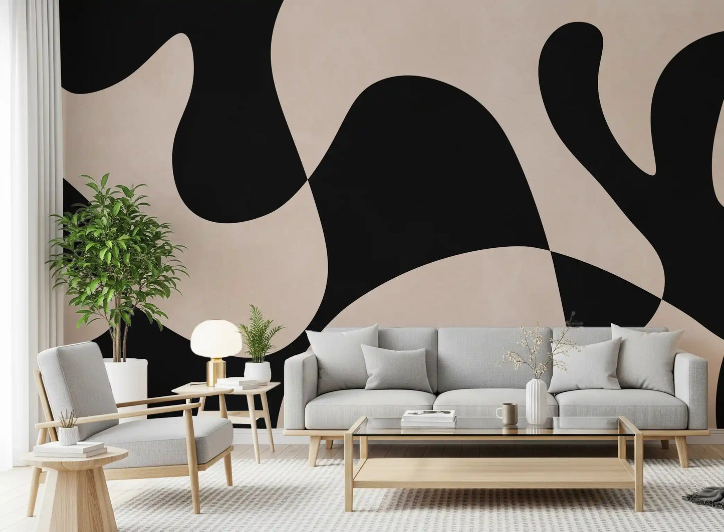 Murale da parete minimalista a fluidità biomorfica
