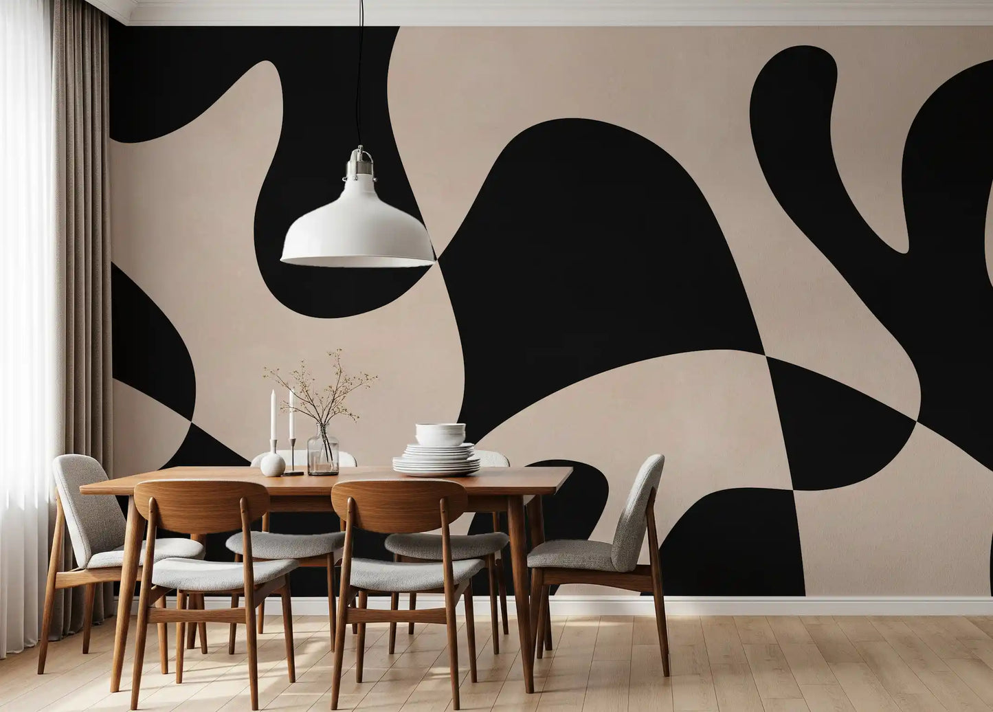 Murale da parete minimalista a fluidità biomorfica